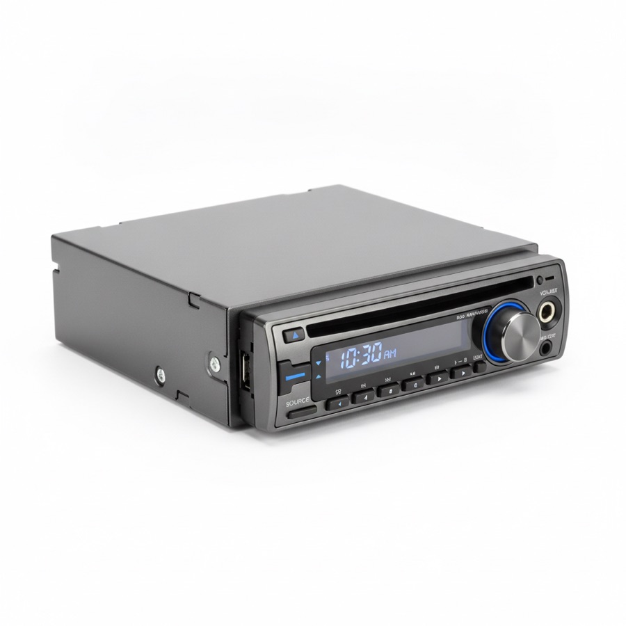Single-DIN receiver with detachable face