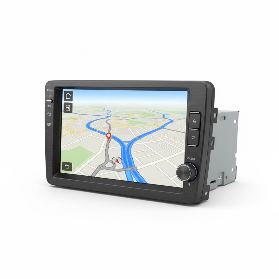 Double-DIN receiver with built-in navigation